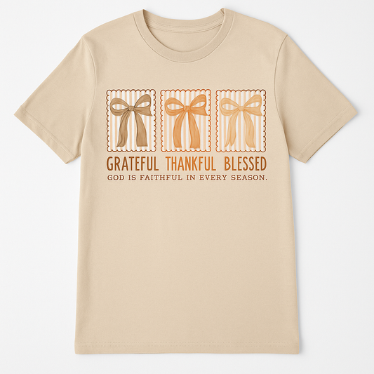 Grateful, Thankful, Blessed short-sleeve tee